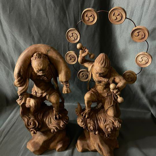 井波彫刻 仏教工芸品 総楠製 極上彫 木彫仏像 風神雷神図一式 井波彫刻 仏教工芸品 総楠製 極上彫 木彫仏像 風神雷神図一式