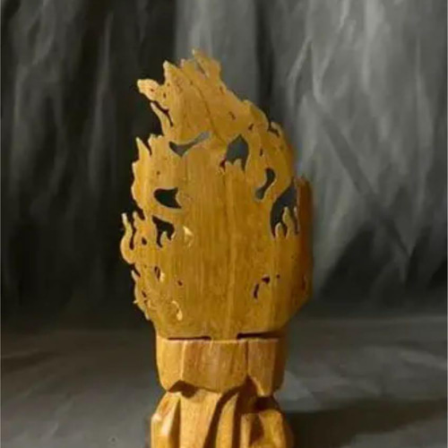 極上品仏教工芸品一刀彫総ケヤキ材木彫仏像不動明王座像