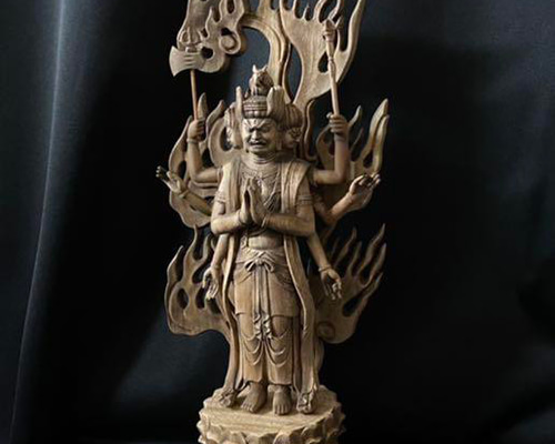 大型高62cm 井波彫刻　仏教工芸品　総楠製　極上彫　木彫仏像　馬頭観音菩薩立像 高46cm 井波彫刻 楠材 木彫仏像 仏師手仕上げ品 馬頭観音菩薩