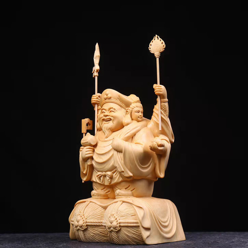 最高級 三面大黒天 仏師彫り 細工精彫 木彫仏像 商売繁盛 彫刻