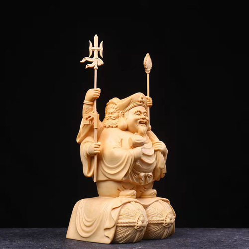 最高級 三面大黒天 仏師彫り 細工精彫 木彫仏像 商売繁盛 彫刻