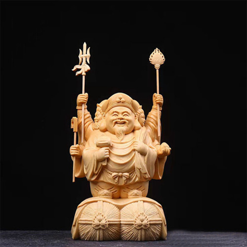 最高級 三面大黒天 仏師彫り 細工精彫 木彫仏像 商売繁盛 彫刻