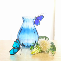 蝶のステンドグラス　サンキャッチャー（ブルー）蝶々　 3枚目の画像
