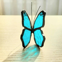 蝶のステンドグラス　サンキャッチャー（ブルー）蝶々　 7枚目の画像