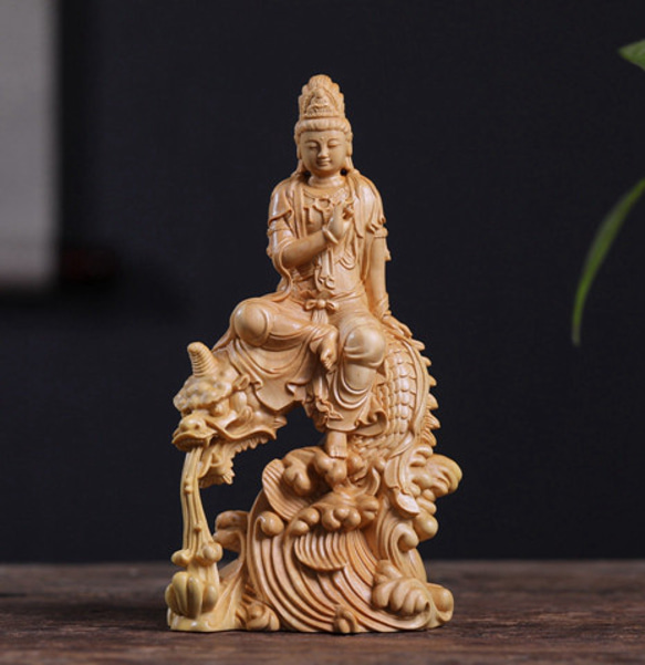 高品質 仏教工芸品 自在観音菩薩 仏師彫り 木彫仏像 極上品 置物 彫刻