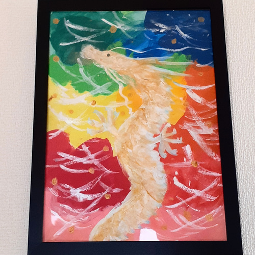 油絵 ミニ絵画 【青いクラゲ】 | HIROSHI1990