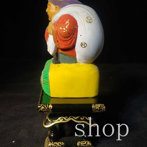 MD446【稀少☆極美精品】七福神 大黒様 立像 木彫り 商売繁盛 招福