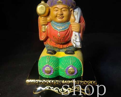 づっすり重い大黒様。7-105 MD446【稀少☆極美精品】七福神 大黒様 立像 木彫り 商売繁盛 招福