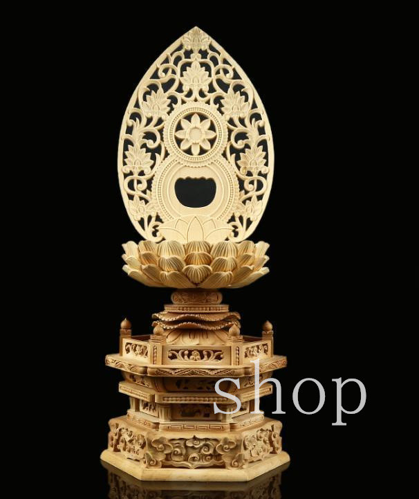 花崗岩製 仏像 蓮の台座付き 約30cm MD430豪華台座・蓮華台座`仏具・仏像お仏像を更に豪華に：総柘植