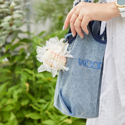 咲き編みの実｜カラビナポーチ｜ピーチバニラ ポーチ chiko 通販