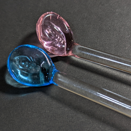 再販】ピンク&ライトブルーのクラゲ・ガラススプーンマドラーセット