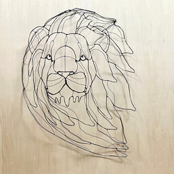 ワイヤーアート　ライオン　風B  現代アート　壁掛オブジェ 2枚目の画像