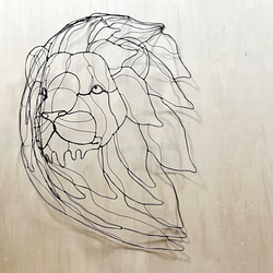 ワイヤーアート　ライオン　風B  現代アート　壁掛オブジェ 1枚目の画像