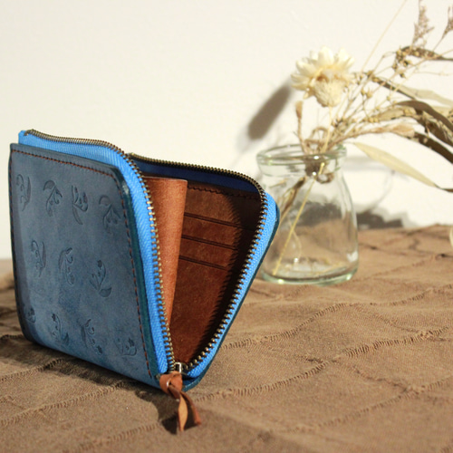blue lily」幸せの青いスズランウォレット 革 レザー 財布