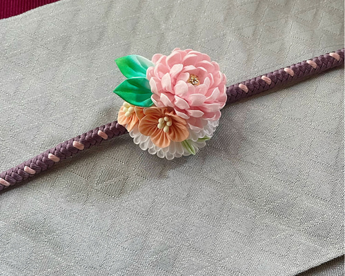 名花(桃色) つまみ細工帯留め コサージュ ことゆり 通販 14333371