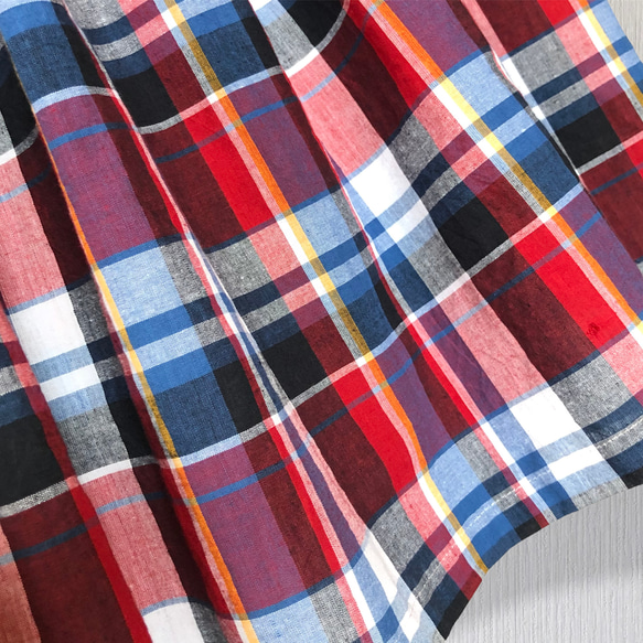 【送料無料】マドラスチェックの夏スカート/インド綿/トリコロールカラー 8枚目の画像