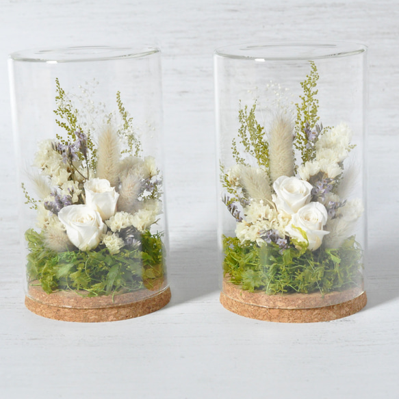 ✽モダンなお供え花2個セット【funeral glass flower 〜white～ 】 1枚目の画像