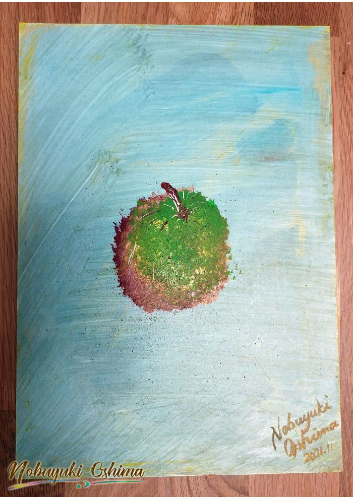 サイアミーズと鯛焼き　油絵　原画　ミニ絵画　手描き　オリジナル 絵画☆原画（1点限り）「熟れた洋梨」（アクリル水彩画 2021年11