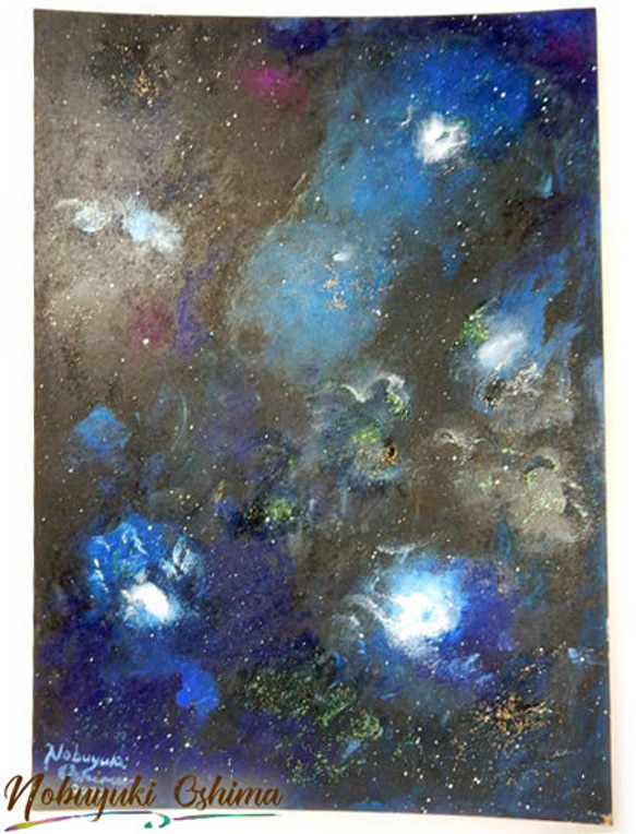 絵画★原画（1点限り）「Univers（宇宙）」（アクリル水彩画 2022年5月11日製作）【アート】 1枚目の画像
