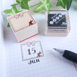 兔子小號手工縫製免框 日期表 橡皮圖章 Hanko 橡皮圖章 第2張的照片