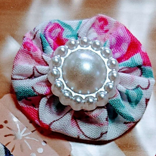 ヘアゴムなどに サマー手芸材料「リバティプリント」3ｹデコレフラワー