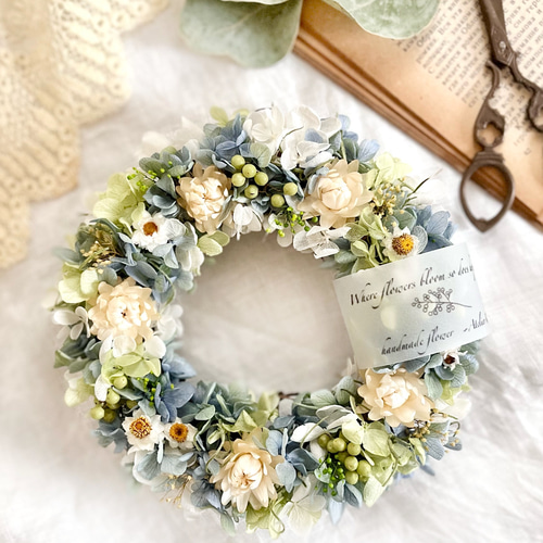 ブルーライムの紫陽花リース リース Atelier kaori 通販 14333947