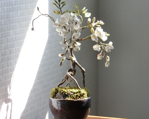 ✿【 粘土置物 】魅惑の花木「酔いしれて。風に揺れ、香るような」白藤