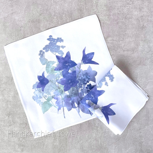 桔梗 - 花と草木の マイクロファイバー ハンカチ( ハンカチタオル