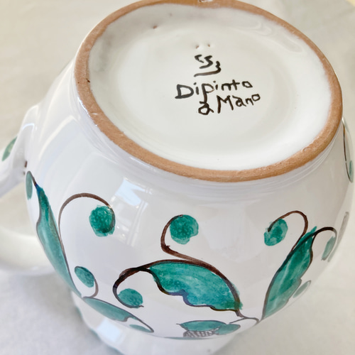 伊 ヴィンテージ フラワーベース 陶器 花器 花瓶 水差し マヨリカ焼き オブジェ 一輪挿し イタリア ビンテージ モダン アート 77224 マヨリカ焼き 水差し ジャグ 14cm 600mL BRC004 イタリア陶器 ひまわり