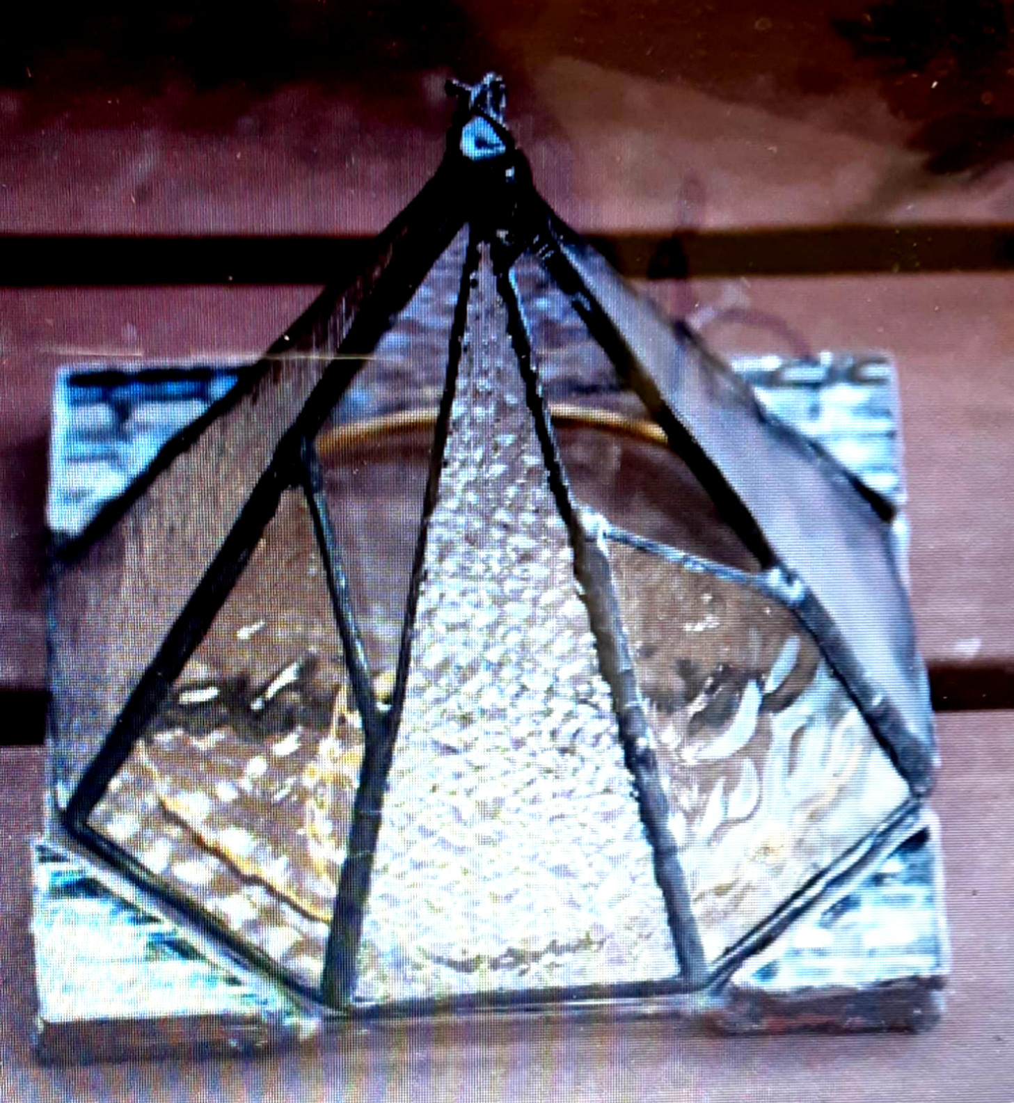 ステンドグラス　蚊とり器　黄