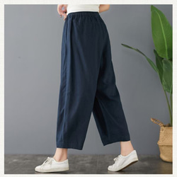 ゴーシュ　 綿ワイドパンツ ウエストゴム　ネイビー　日本製　ゴム入り 楽天市場】ゴーシュ パンツ（パンツ｜ボトムス）：レディース