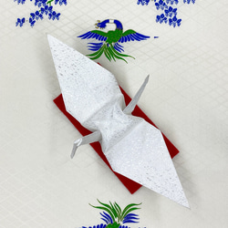 折り鶴○白色○金襴折鶴-47 その他インテリア雑貨 和風りぼん