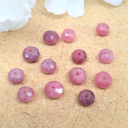 4×6mm 1個 ルビー 天然無着色 ボタンカット 天然石ロンデル 天然石  