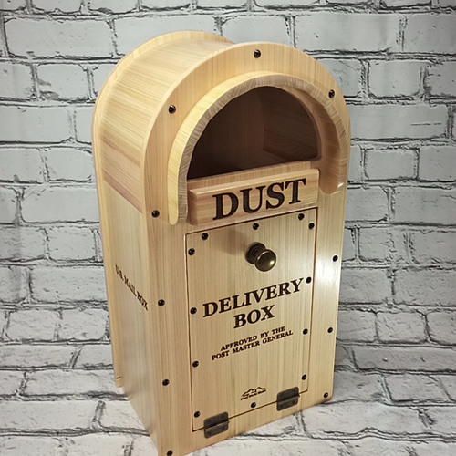 総ヒノキ USヴィンテージポスト型 ゴミ箱 ダストボックス 2nd ゴミ箱