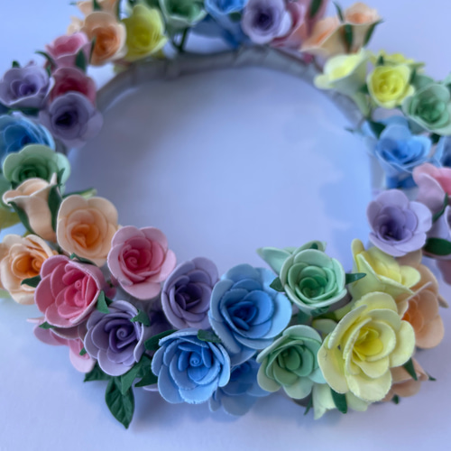 クレイフラワー♡フラワーリース♡花の妖精さん♡ハンドメイド