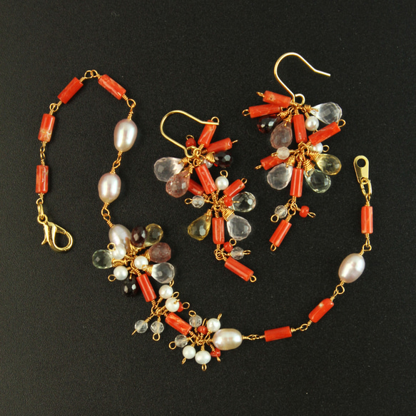 【海の二大宝石】日本産 天然*宝石珊瑚　耳飾り 2枚目の画像