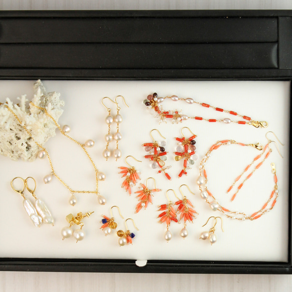 【海の二大宝石】日本産 天然*宝石珊瑚　耳飾り 6枚目の画像