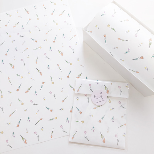 チューリップ 模様 薄紙 デザインペーパー A4サイズ 20枚入り かわいい