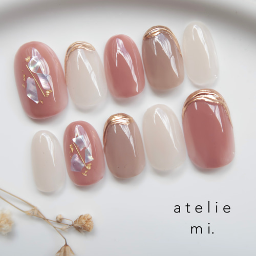 ちゅるんテラコッタのシンプルニュアンスネイルチップ*成人式  