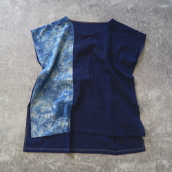 V領方形套頭衫/海軍藍/Mikawa Textile 第7張的照片