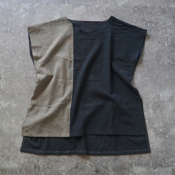 V 領方形套頭衫/黑色/Mikawa Textile 第6張的照片