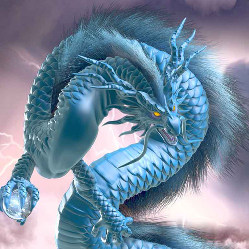龍の絵「雷雲と青龍・明るめ」A4 イラスト breeze 通販