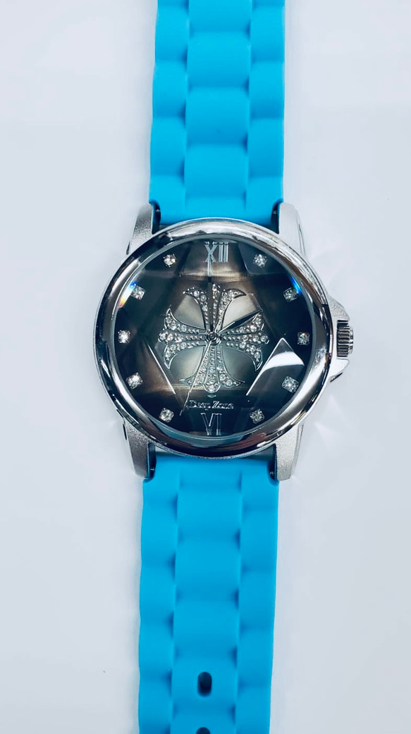 腕時計　ラバーブレスウォッチ　ブルー メンズ 2枚目の画像