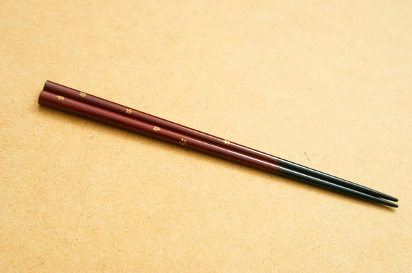 さくらの　うるし箸～朱塗りの波模様 1枚目の画像