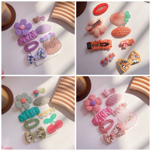 ベビーヘアクリップ8点セット♥カラー4種類 ベビーヘアピン