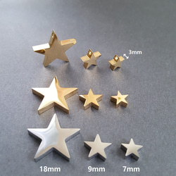 [3pcs] 約7mm オリジナルデザイン オール サージカル ステンレス  星パーツ 金属アレルギー対応 8枚目の画像