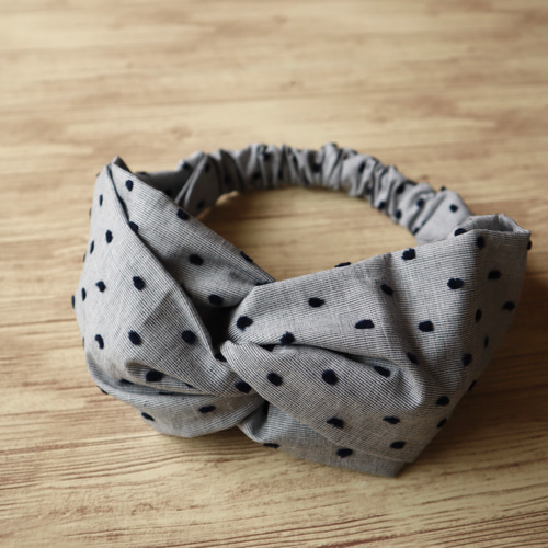 ドットのクロスターバン（ネイビーホワイトにポコポコ水玉）chika ヘア