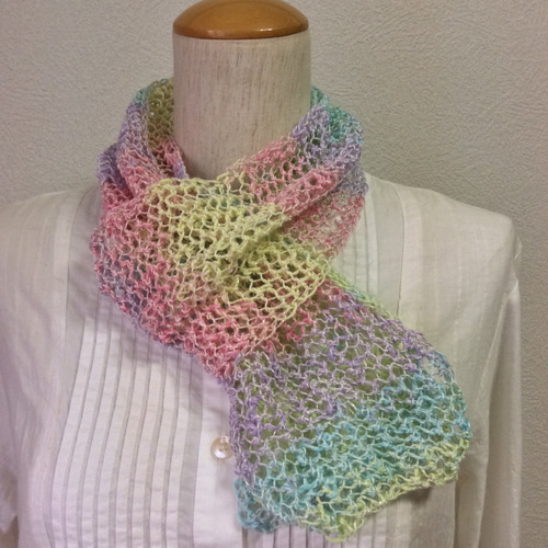 かごめ編みのストール 手編み グラデーション ストール dolphin-t 通販