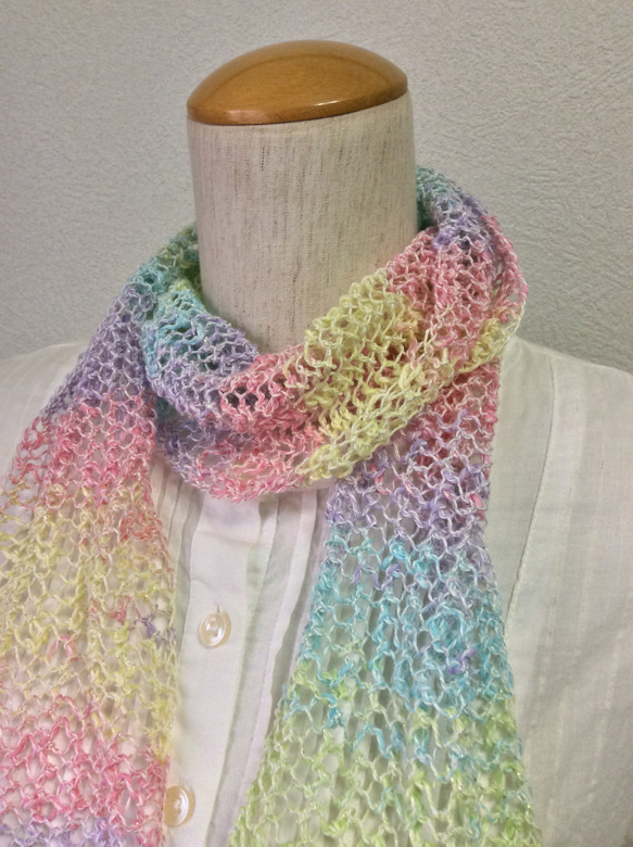 かごめ編みのストール 手編み グラデーション ストール dolphin-t 通販