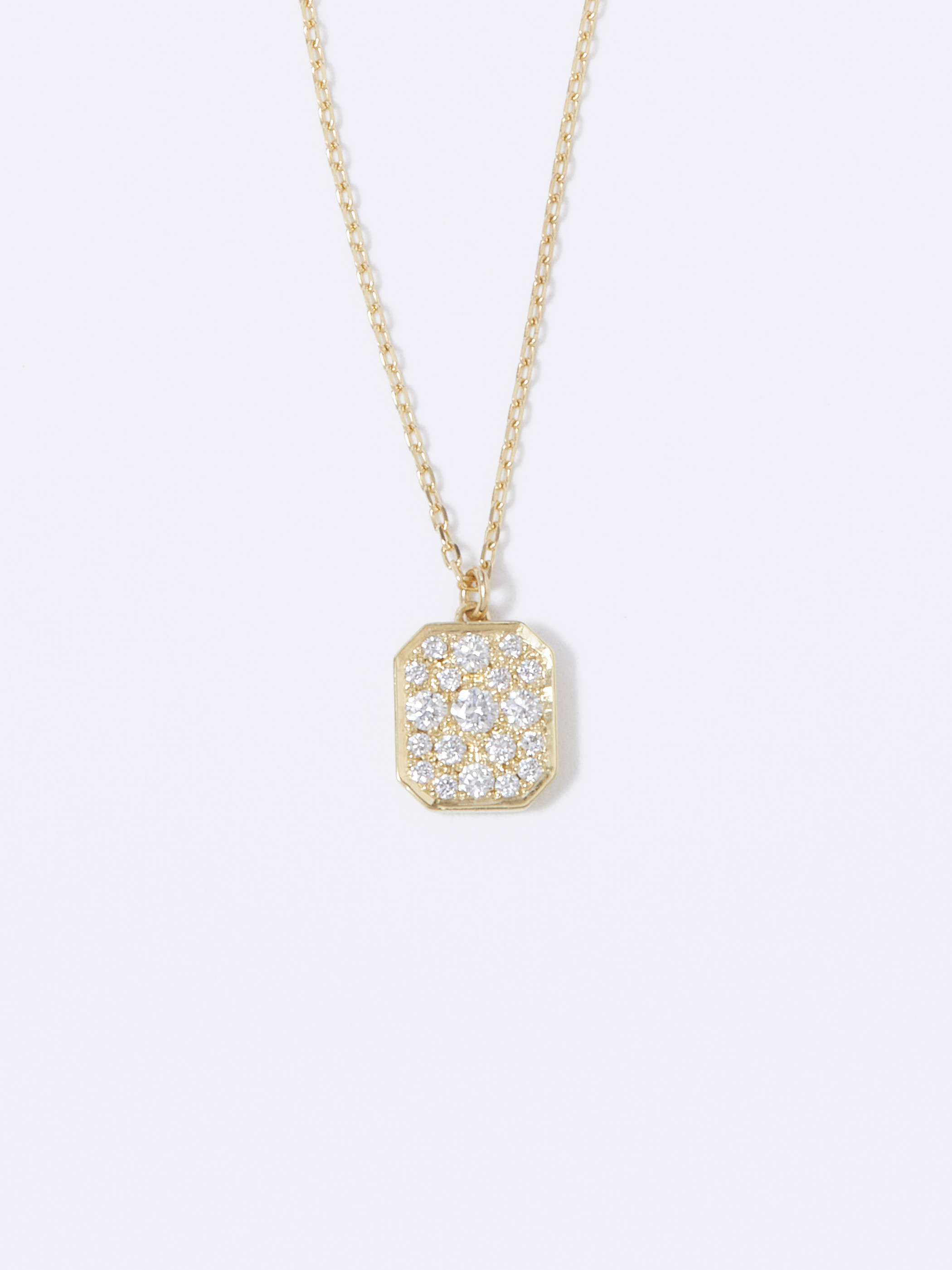 Pave Square Necklace K18